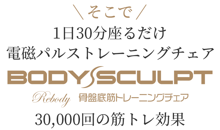 そこで1日30分座るだけ電磁パルストレーニングチェアBODY SCULPT 骨盤底筋トレーニングチェア。30,000回の筋トレ効果